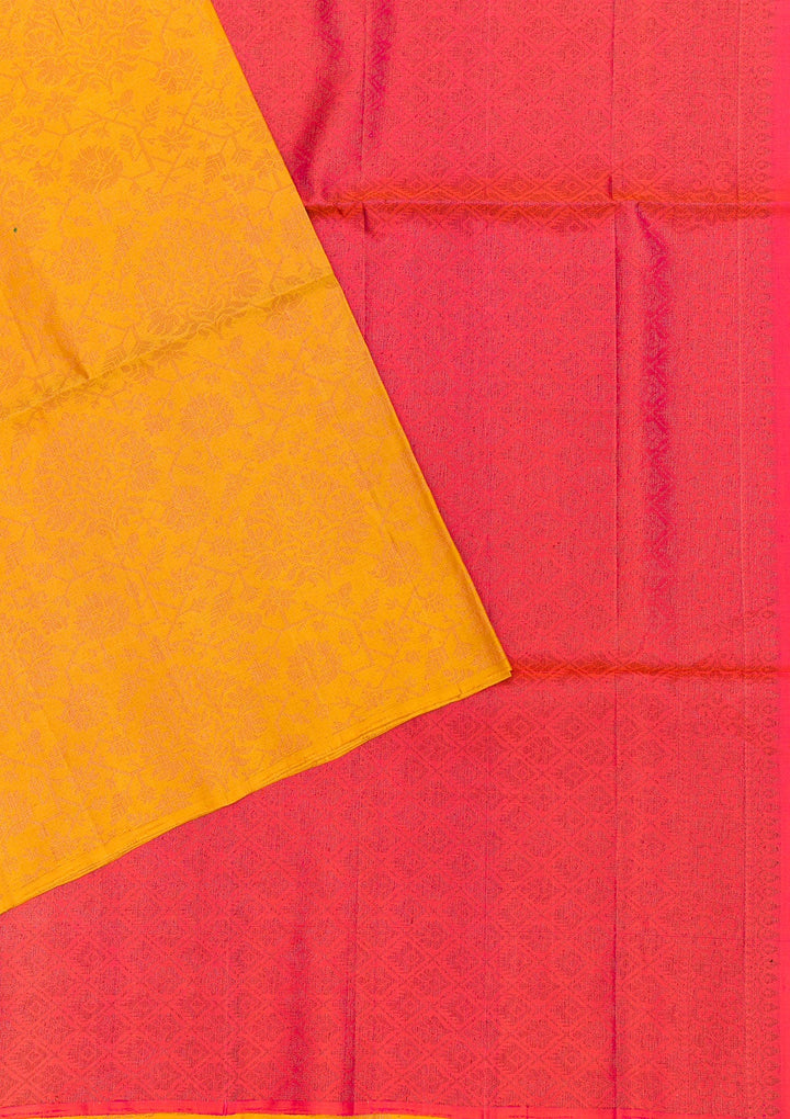 Yellow Zariwork Pure Silk Saree-Koskii