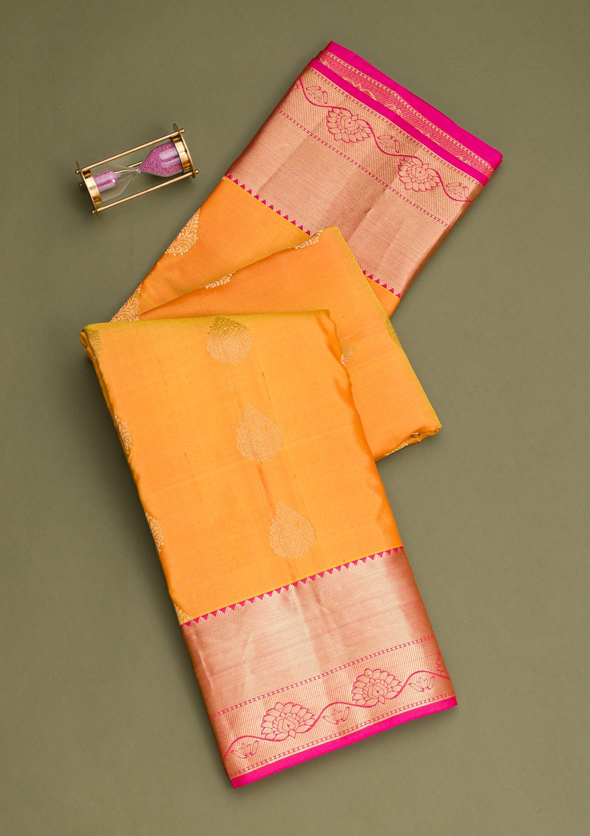 Yellow Zariwork Pure Silk Saree-Koskii