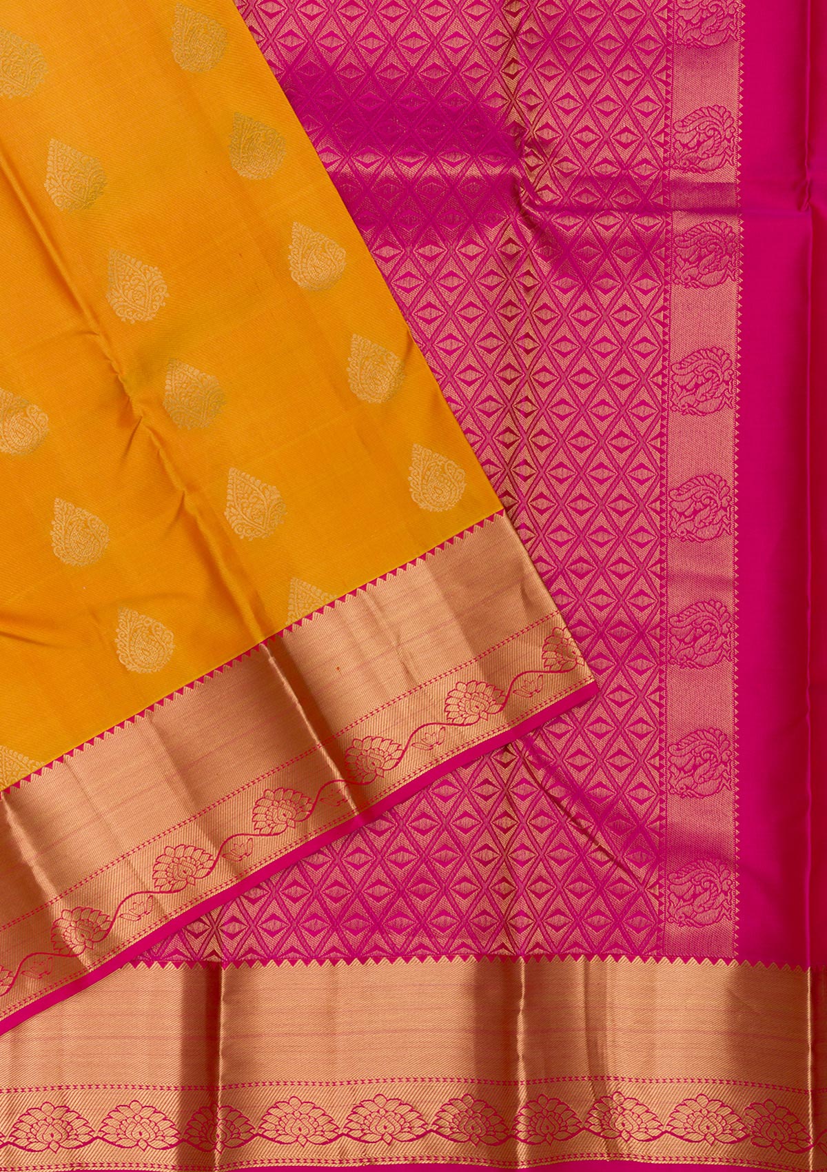 Yellow Zariwork Pure Silk Saree-Koskii