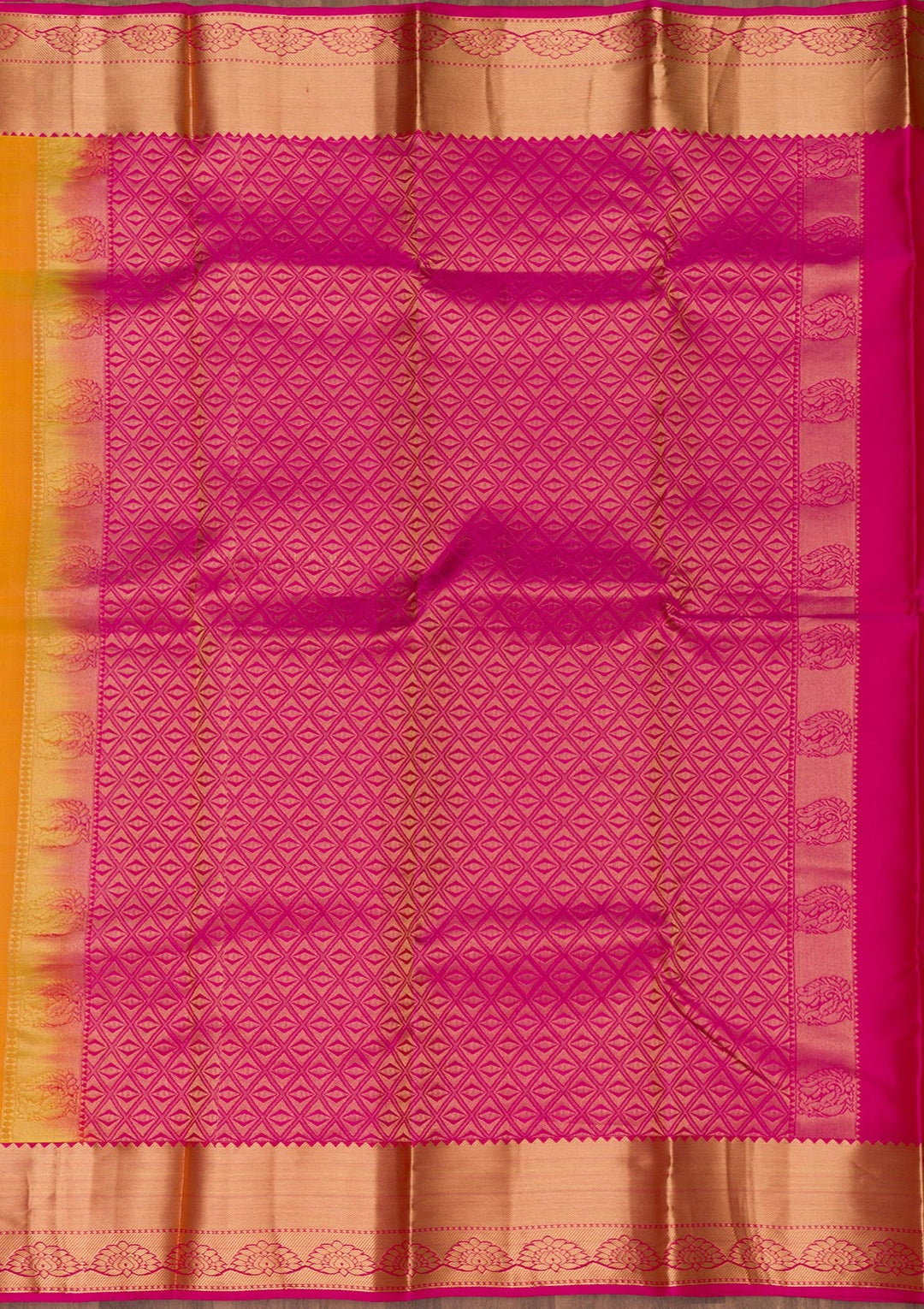 Yellow Zariwork Pure Silk Saree-Koskii