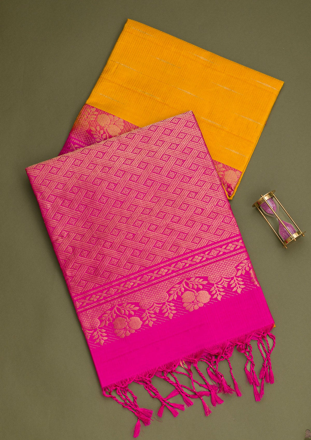 Yellow Zariwork Pure Silk Saree-Koskii