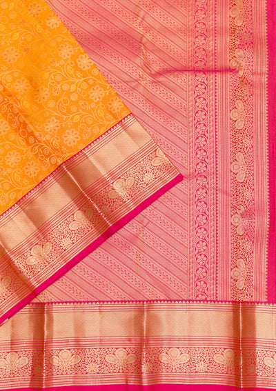 Yellow Zariwork Pure Silk Saree-Koskii