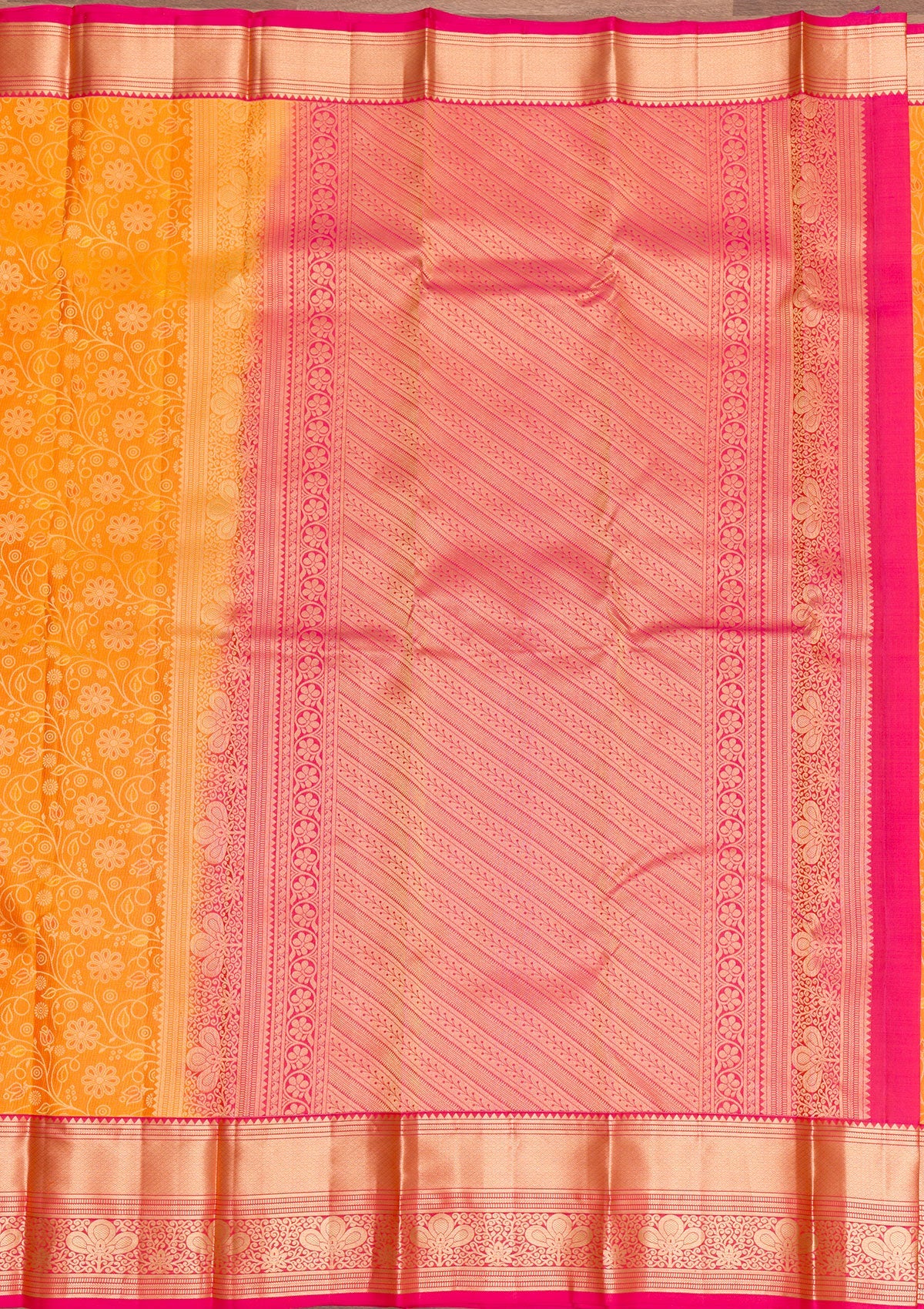 Yellow Zariwork Pure Silk Saree-Koskii