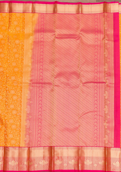 Yellow Zariwork Pure Silk Saree-Koskii