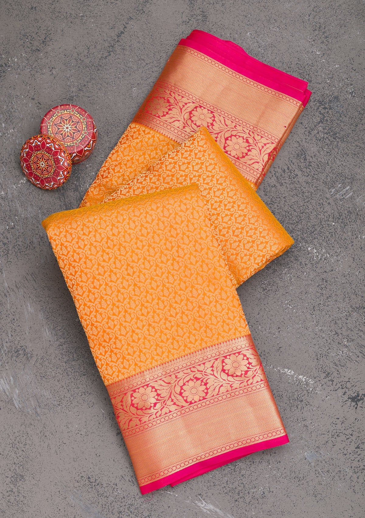 Yellow Zariwork Pure Silk Saree-Koskii