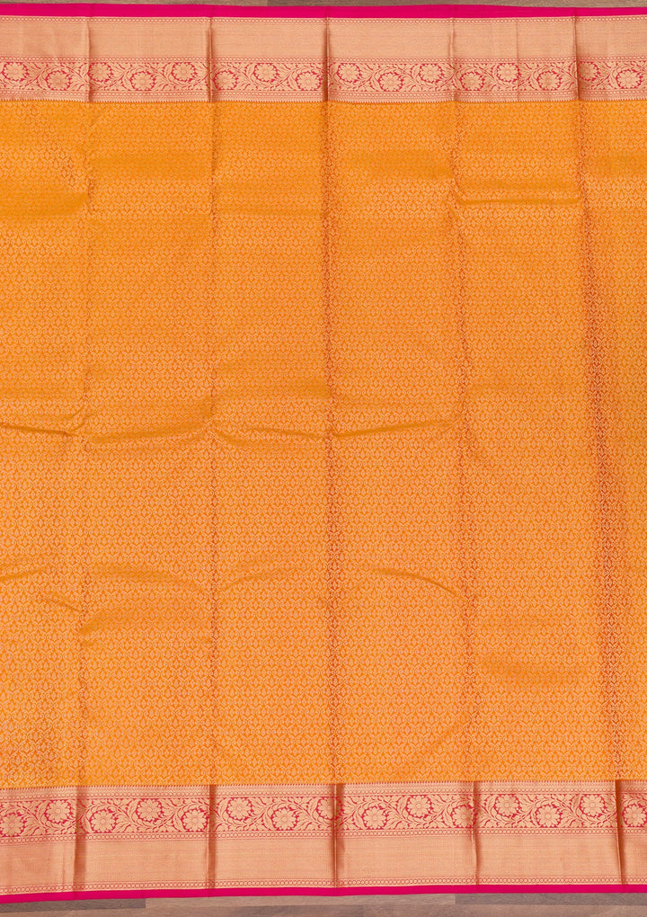 Yellow Zariwork Pure Silk Saree-Koskii