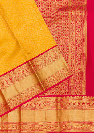 Yellow Zariwork Pure Silk Saree-Koskii