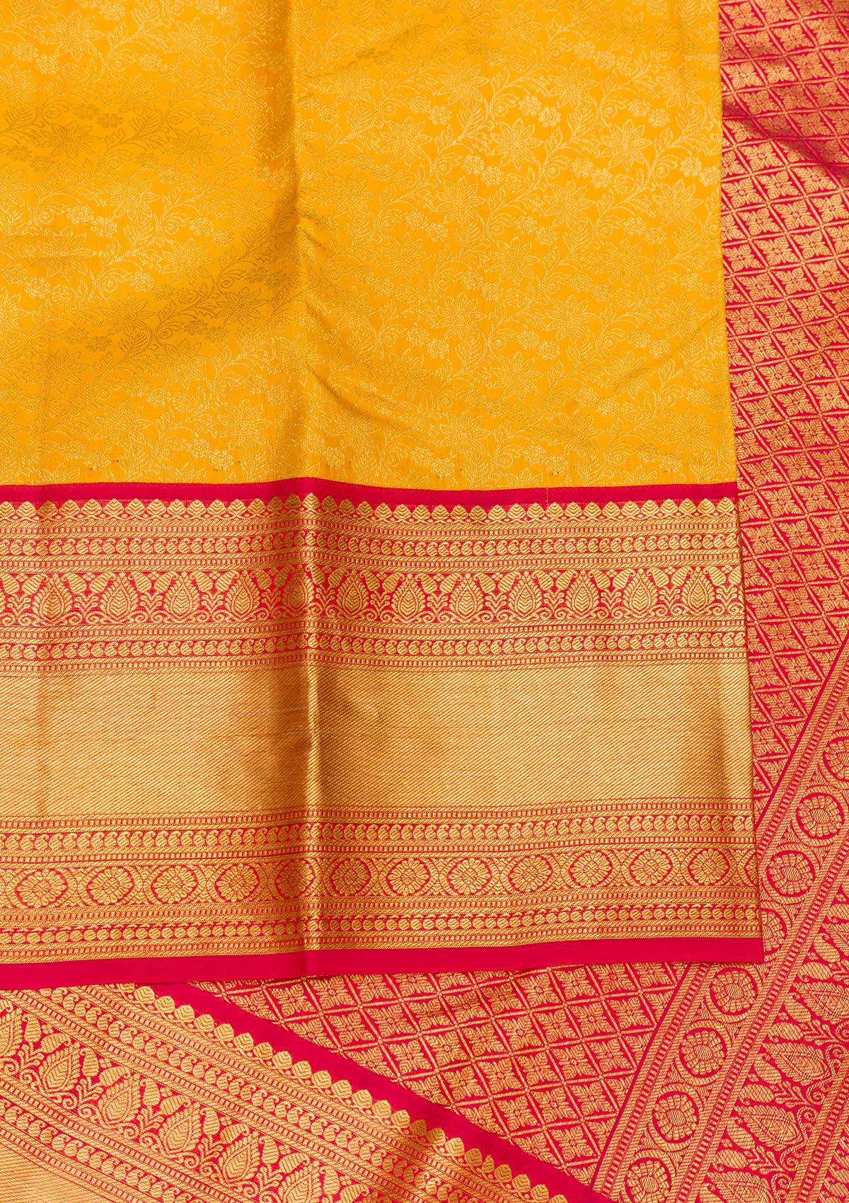 Yellow Zariwork Pure Silk Saree-Koskii