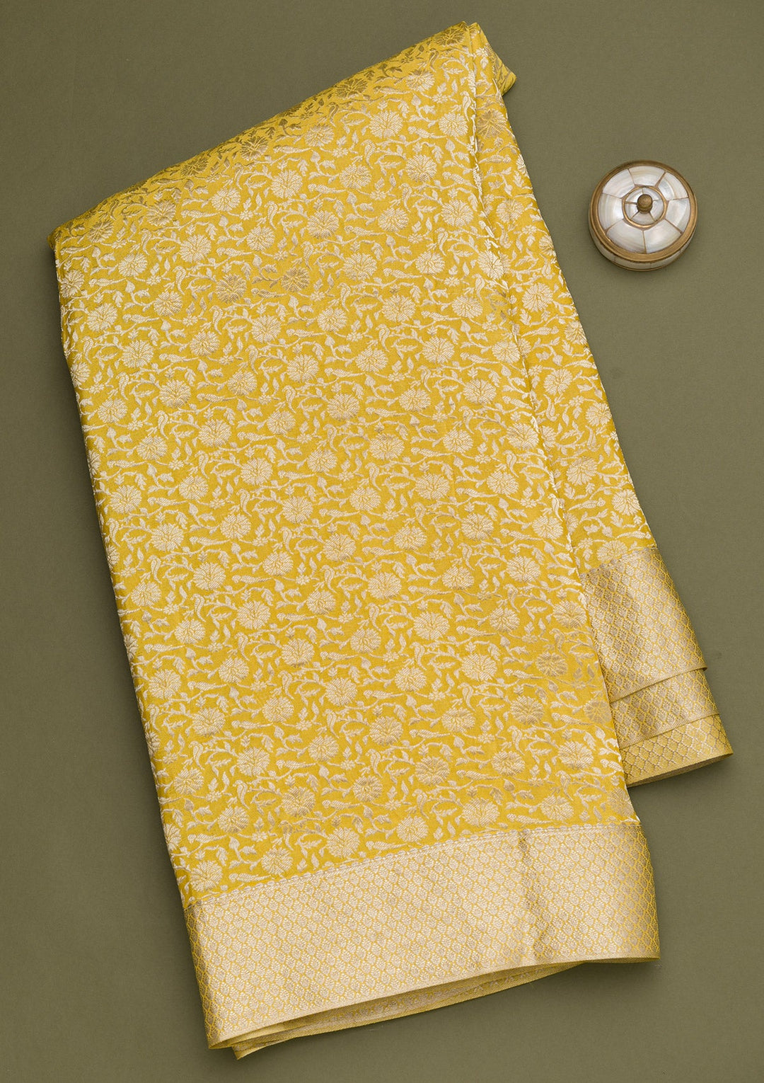 Yellow Zariwork Pure Silk Saree-Koskii