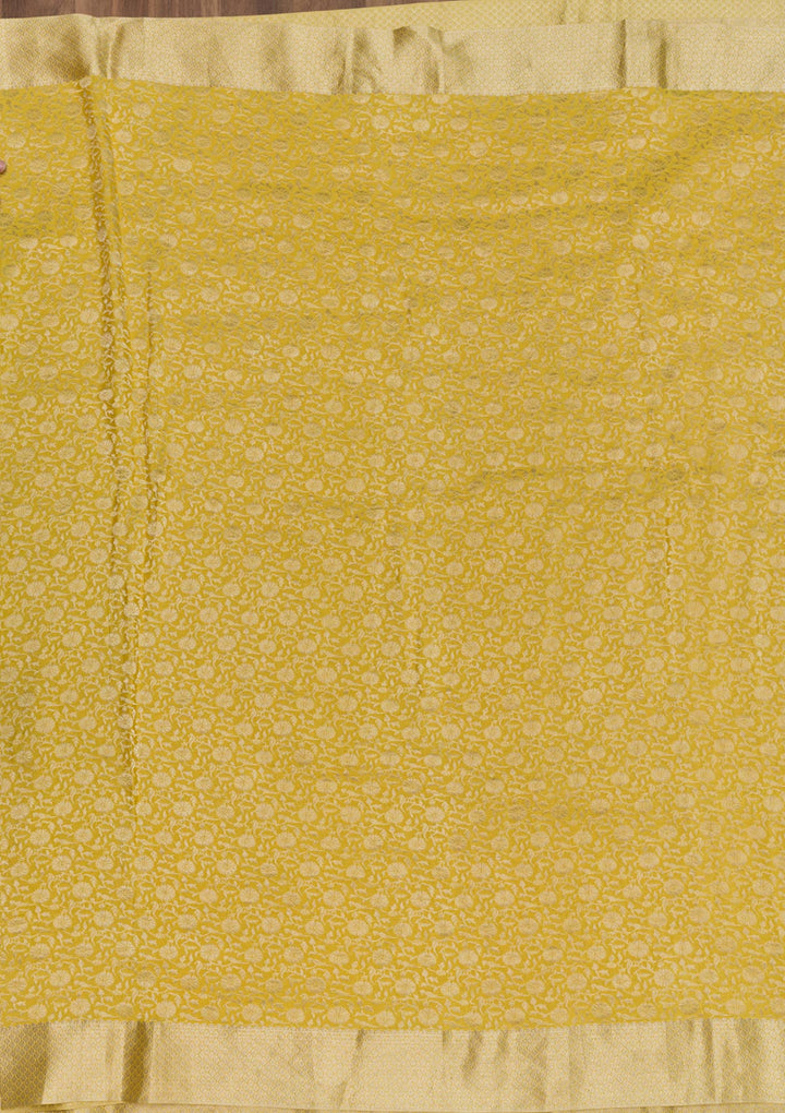 Yellow Zariwork Pure Silk Saree-Koskii