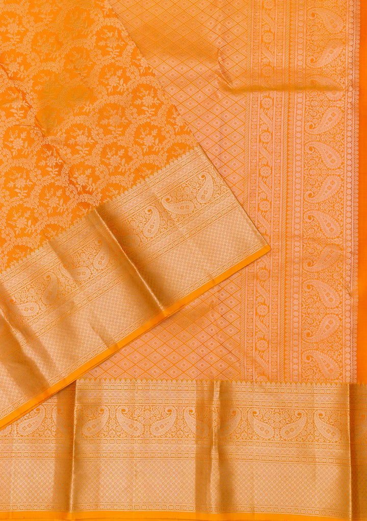 Yellow Zariwork Pure Silk Saree-Koskii