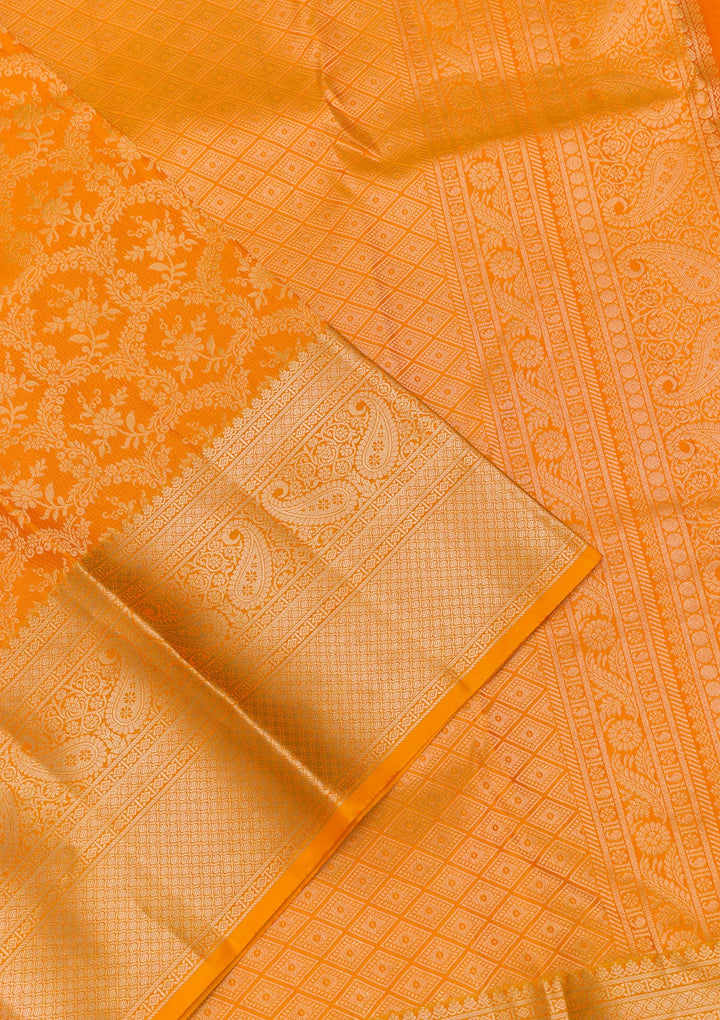 Yellow Zariwork Pure Silk Saree-Koskii
