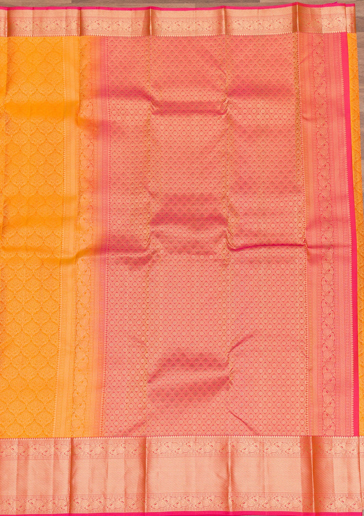 Yellow Zariwork Pure Silk Saree-Koskii