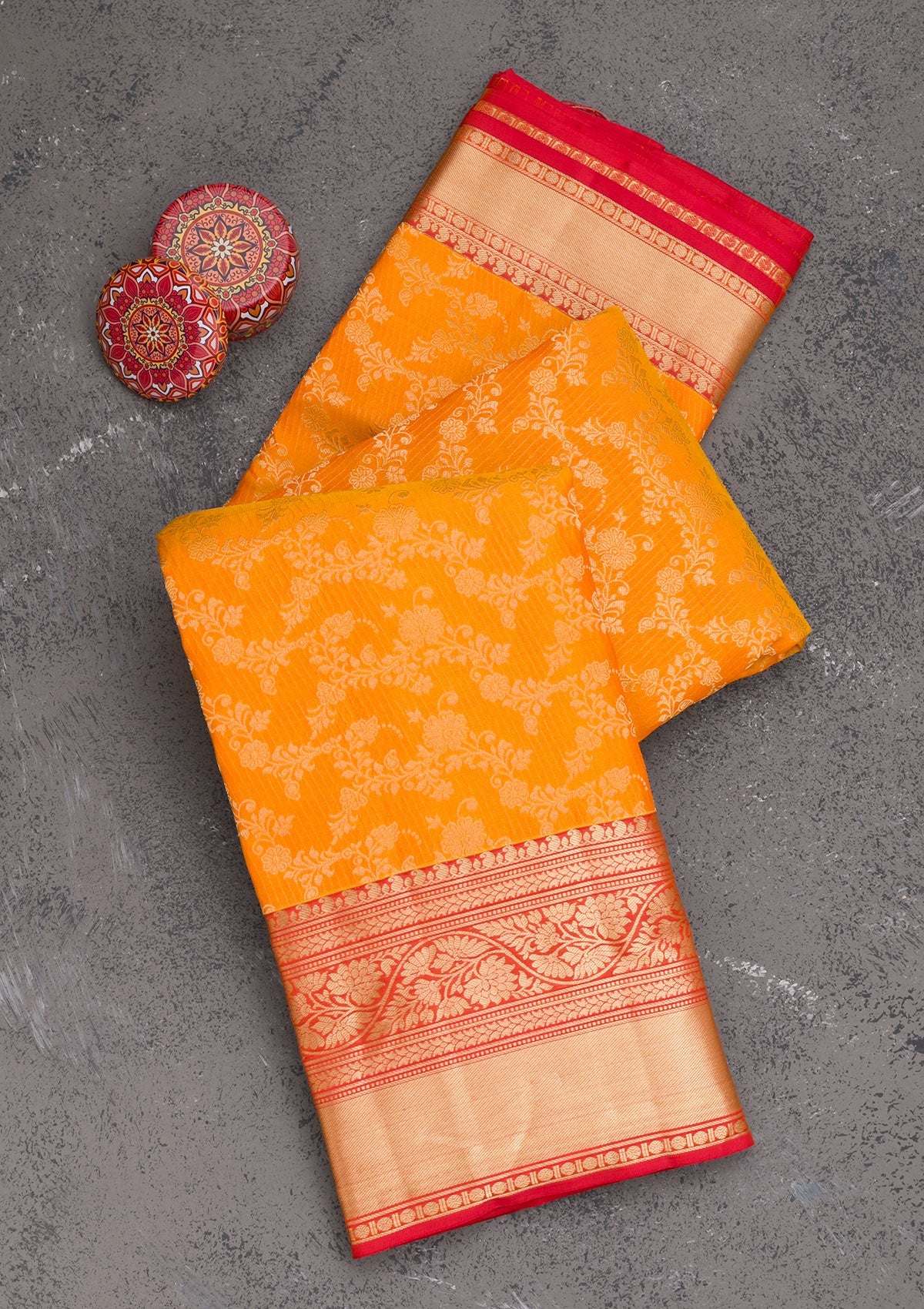 Yellow Zariwork Pure Silk Saree-Koskii