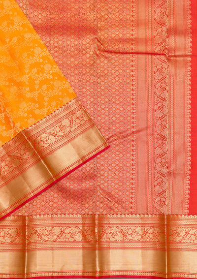 Yellow Zariwork Pure Silk Saree-Koskii