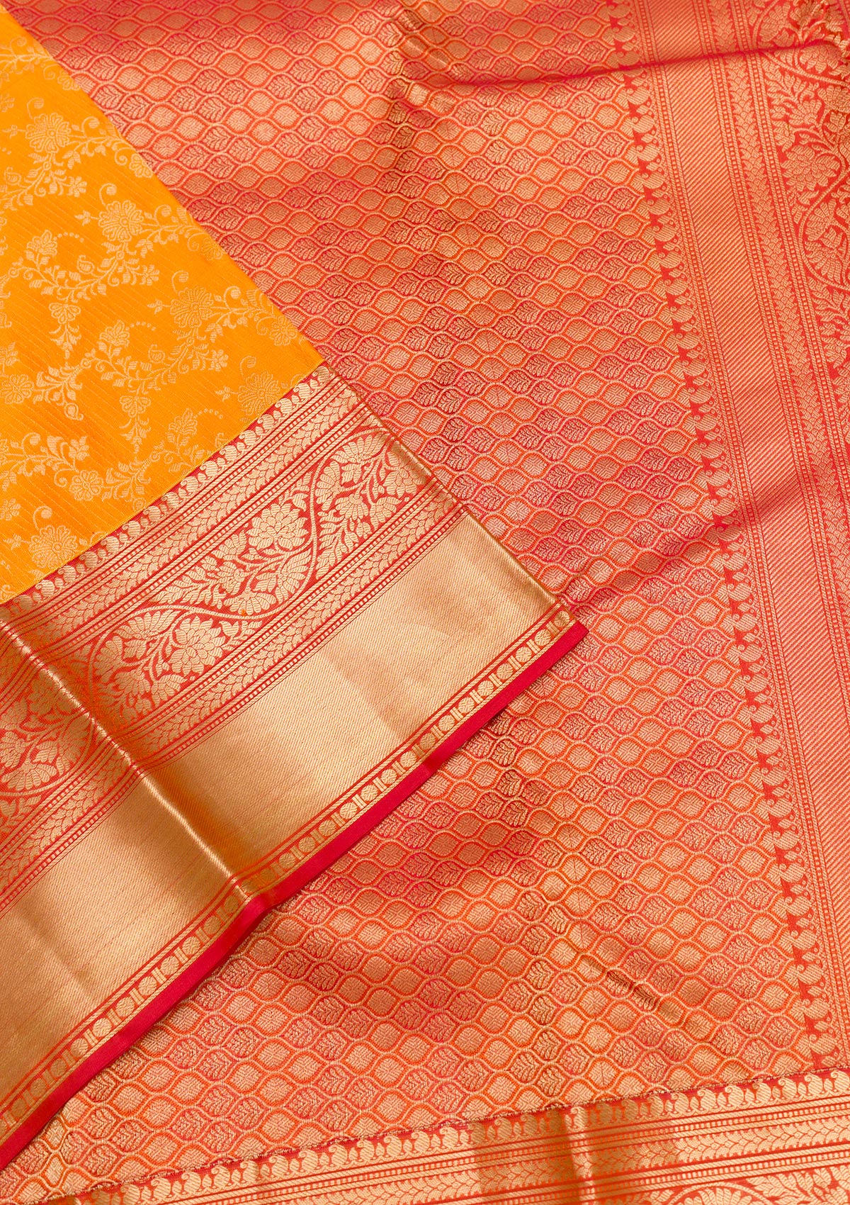 Yellow Zariwork Pure Silk Saree-Koskii