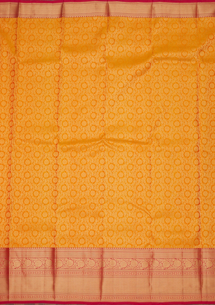 Yellow Zariwork Pure Silk Saree-Koskii