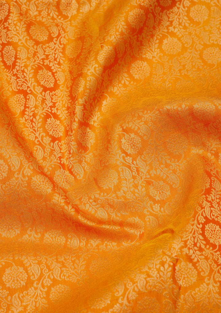 Yellow Zariwork Pure Silk Saree-Koskii