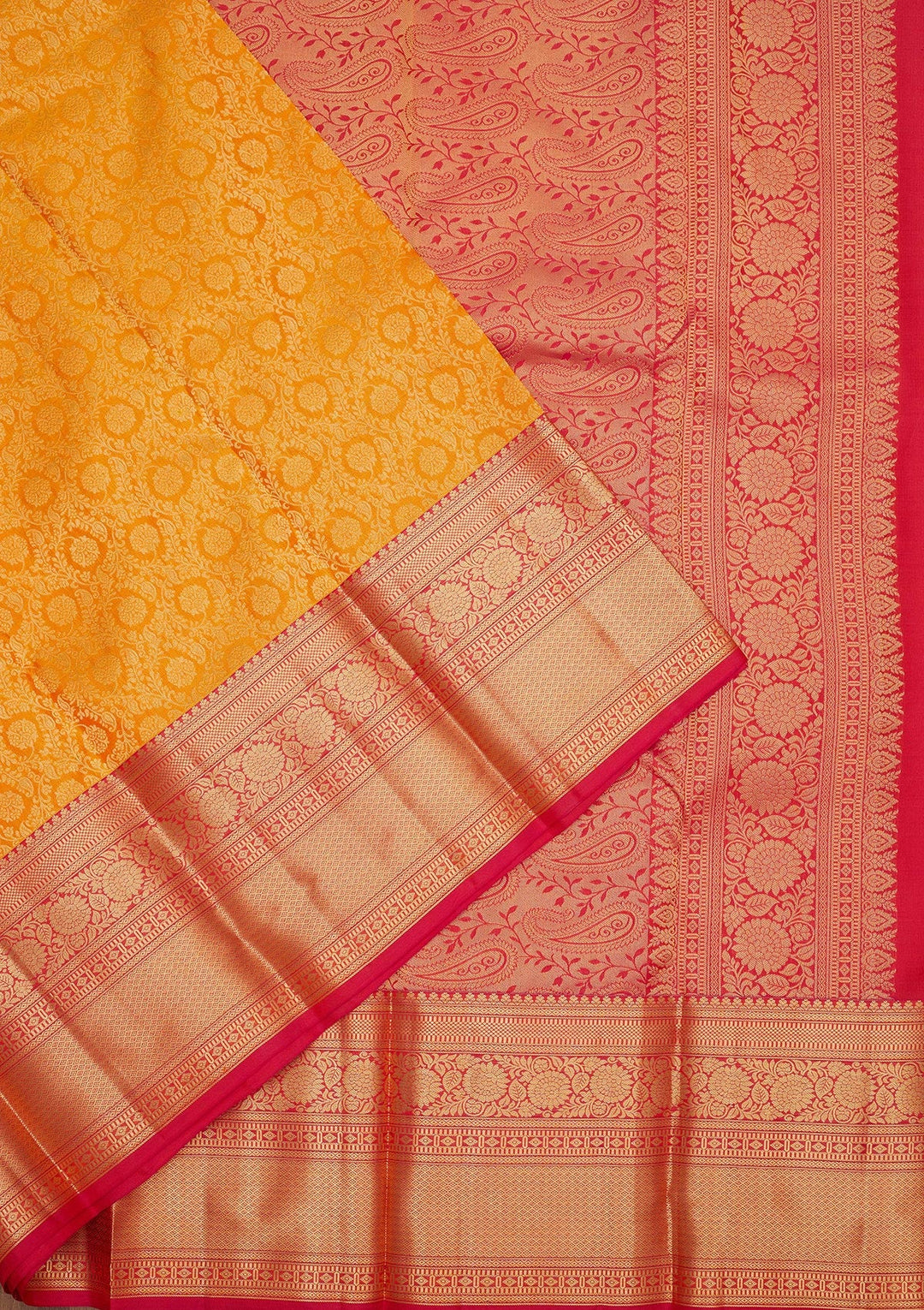 Yellow Zariwork Pure Silk Saree-Koskii