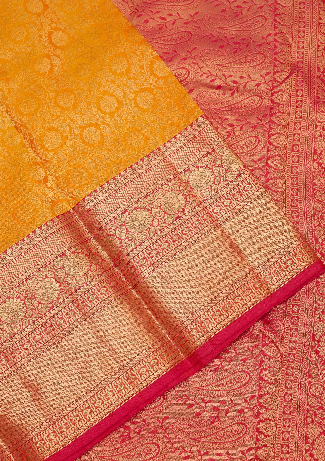 Yellow Zariwork Pure Silk Saree-Koskii