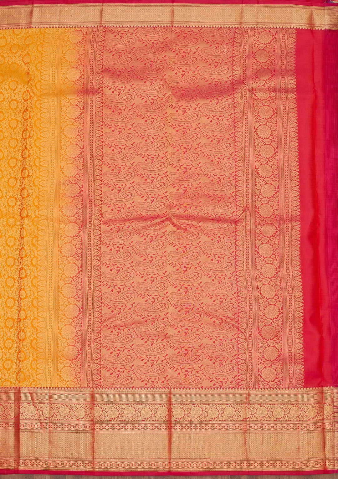Yellow Zariwork Pure Silk Saree-Koskii