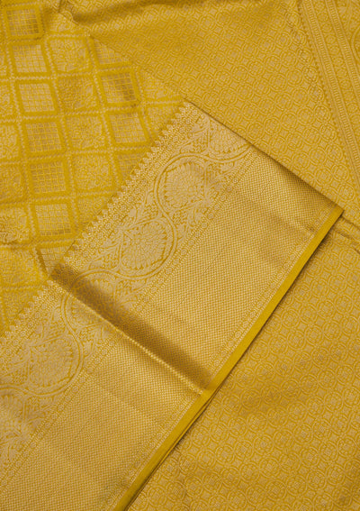 Yellow Zariwork Pure Silk Saree-Koskii