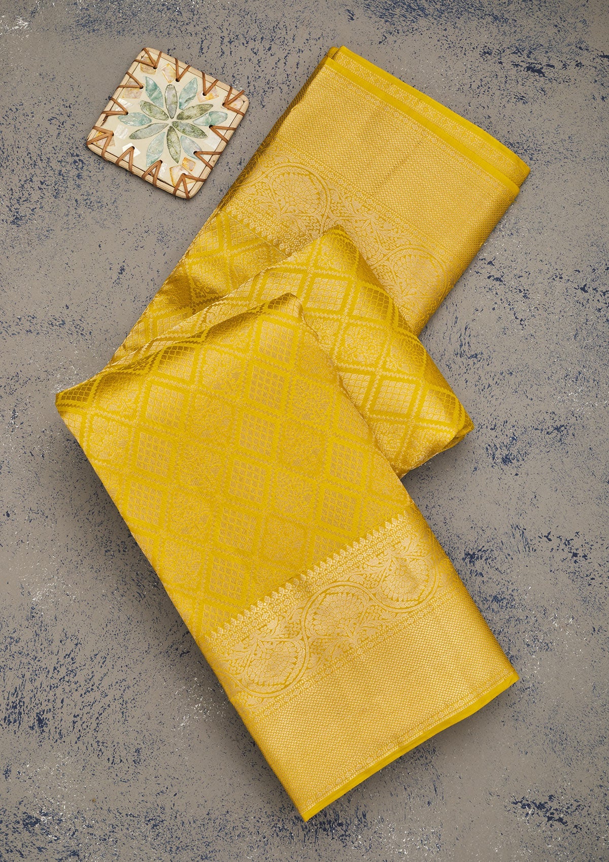 Yellow Zariwork Pure Silk Saree-Koskii