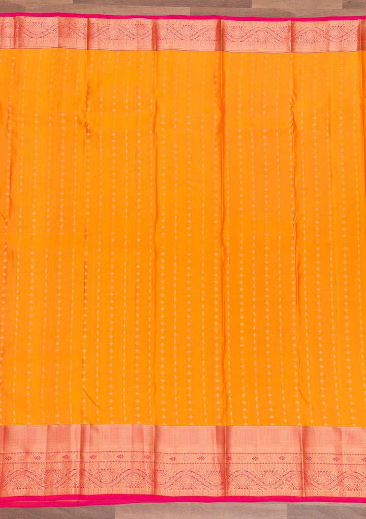 Yellow Zariwork Pure Silk Saree-Koskii
