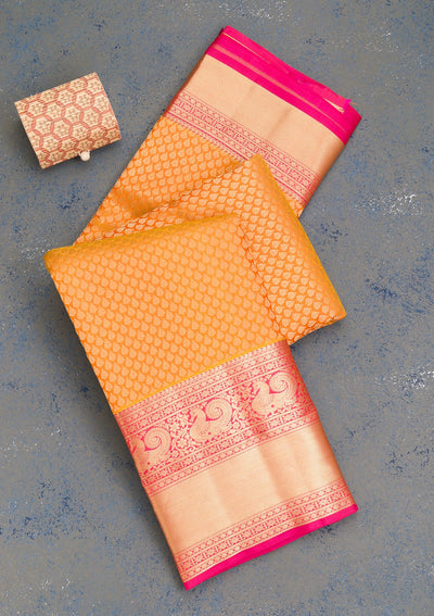 Yellow Zariwork Pure Silk Saree-Koskii