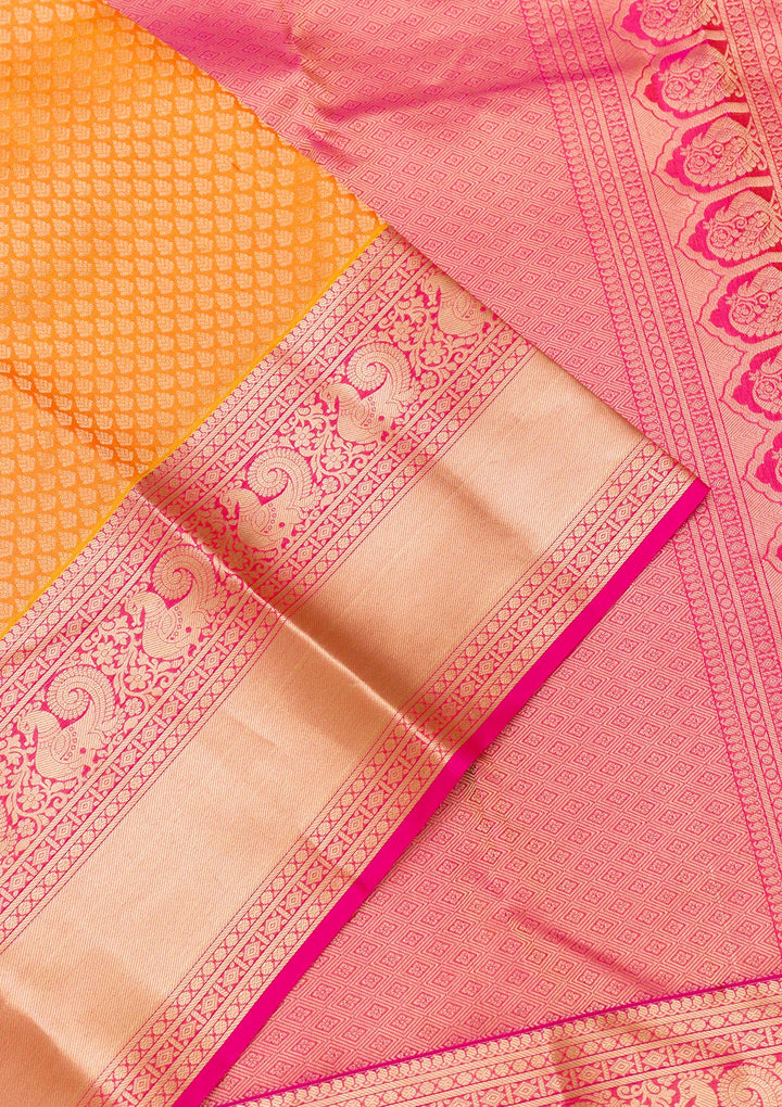 Yellow Zariwork Pure Silk Saree-Koskii