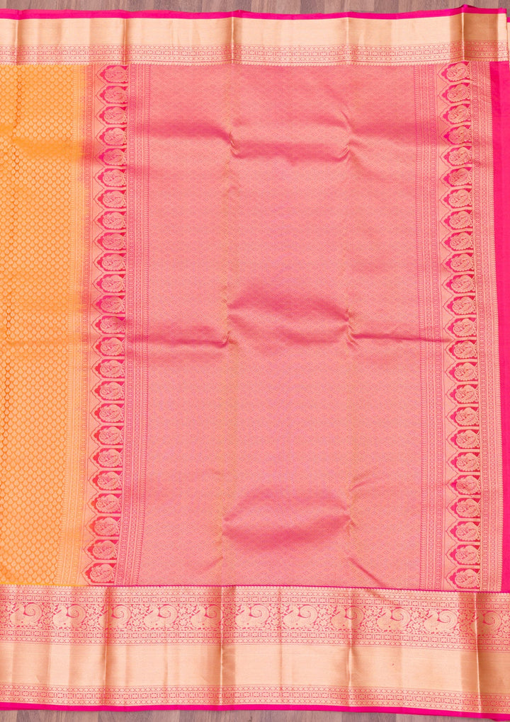 Yellow Zariwork Pure Silk Saree-Koskii
