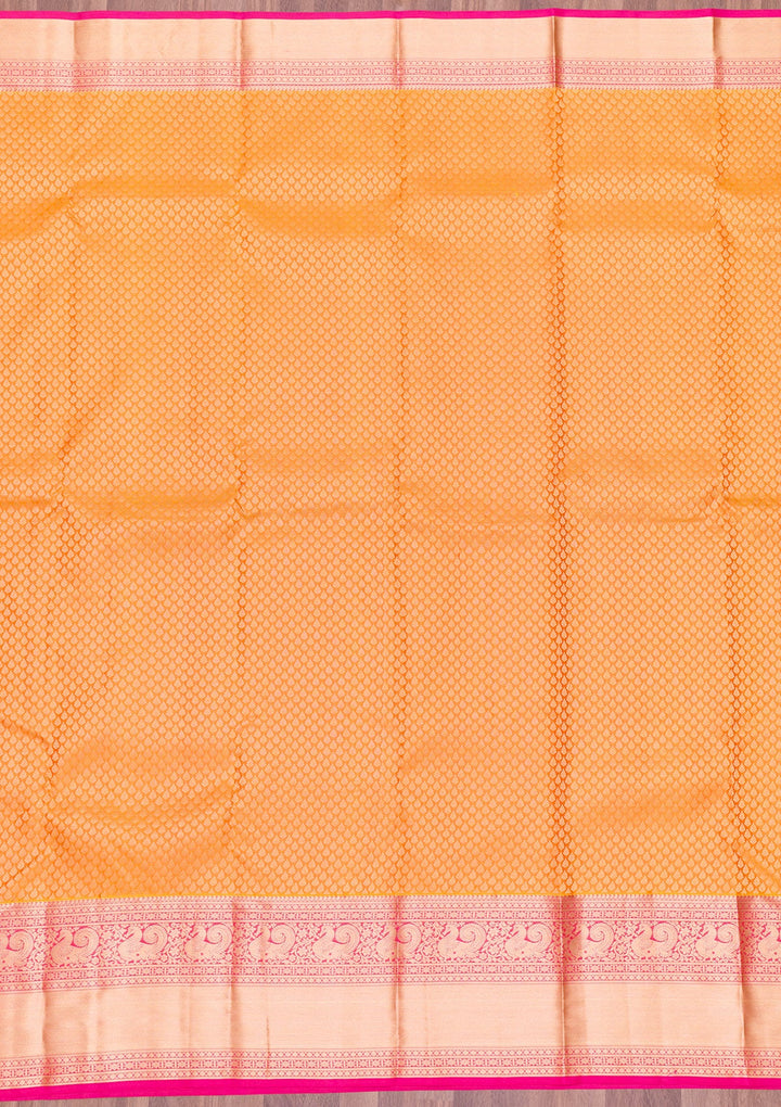 Yellow Zariwork Pure Silk Saree-Koskii