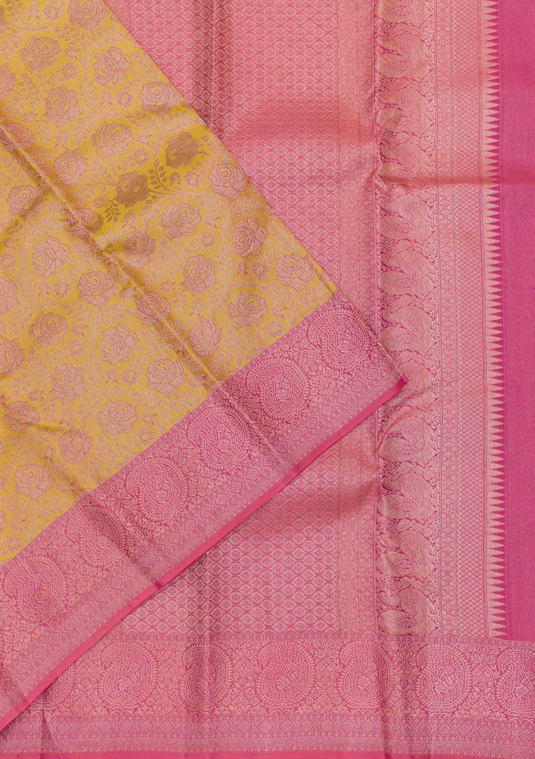 Yellow Zariwork Pure Silk Saree-Koskii
