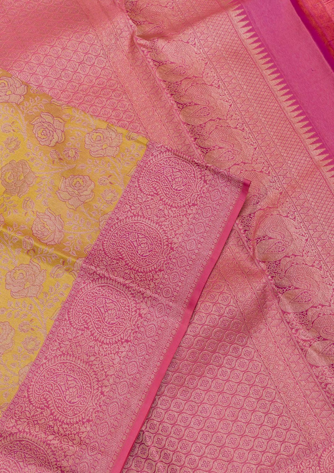 Yellow Zariwork Pure Silk Saree-Koskii