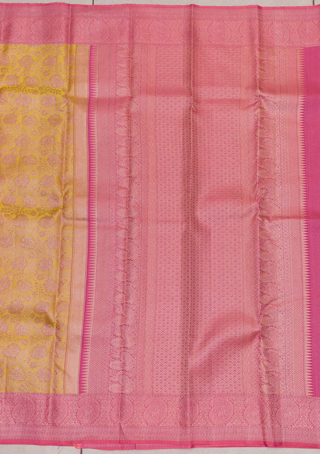 Yellow Zariwork Pure Silk Saree-Koskii