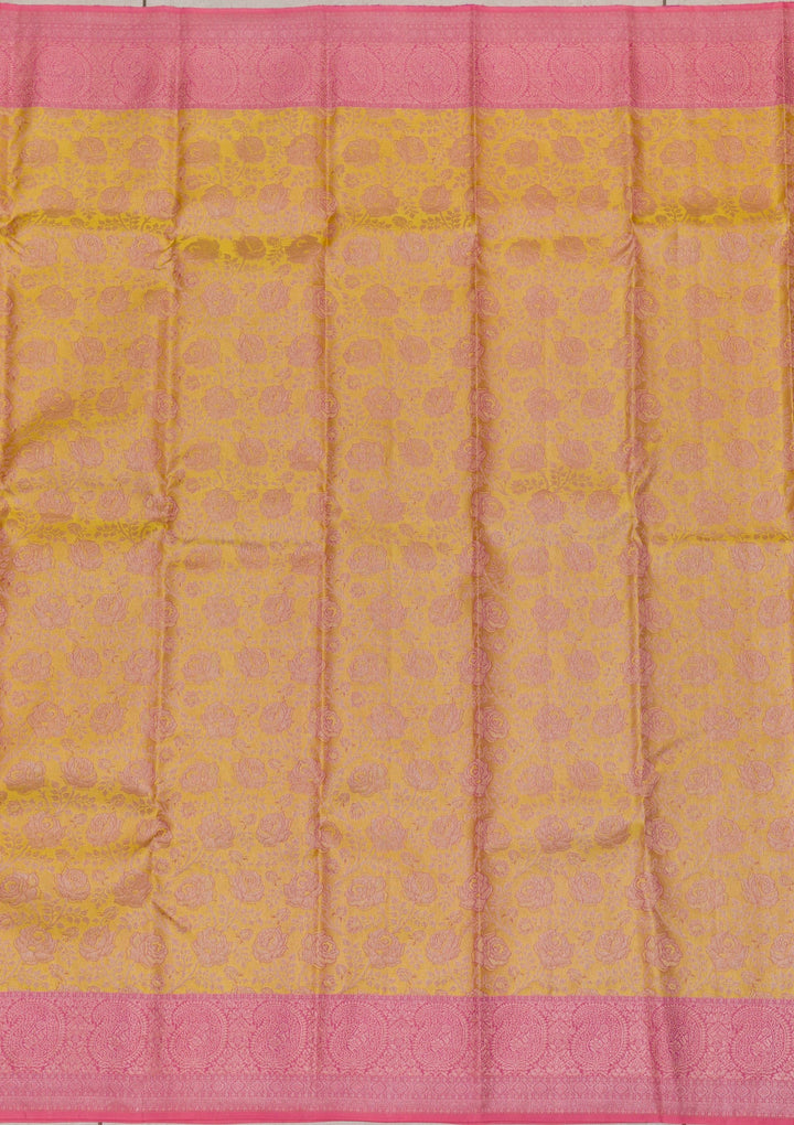 Yellow Zariwork Pure Silk Saree-Koskii