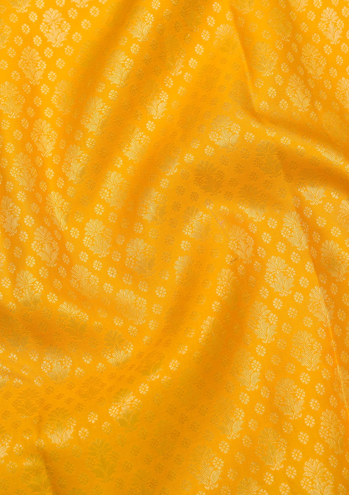Yellow Zariwork Pure Silk Saree-Koskii