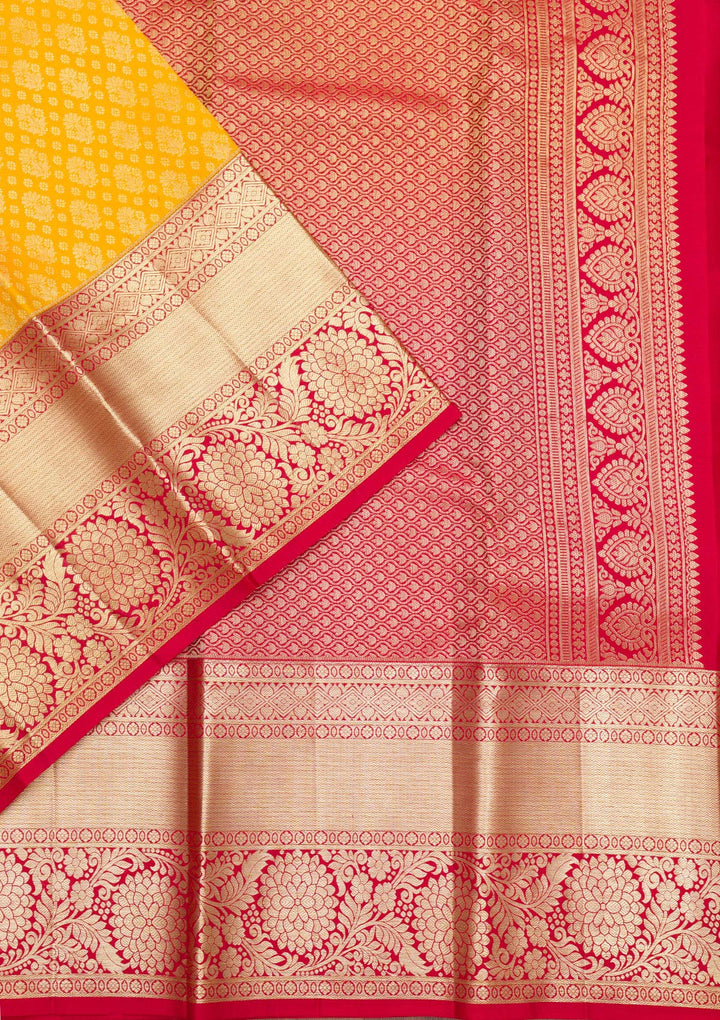 Yellow Zariwork Pure Silk Saree-Koskii