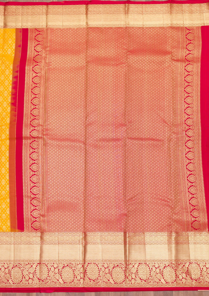 Yellow Zariwork Pure Silk Saree-Koskii