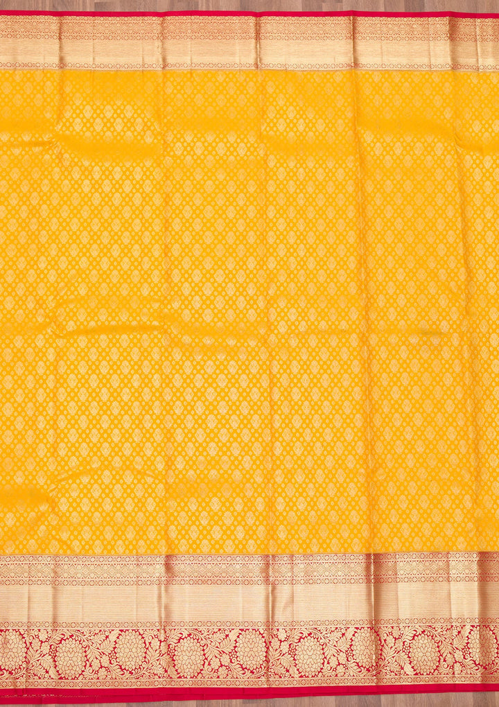 Yellow Zariwork Pure Silk Saree-Koskii