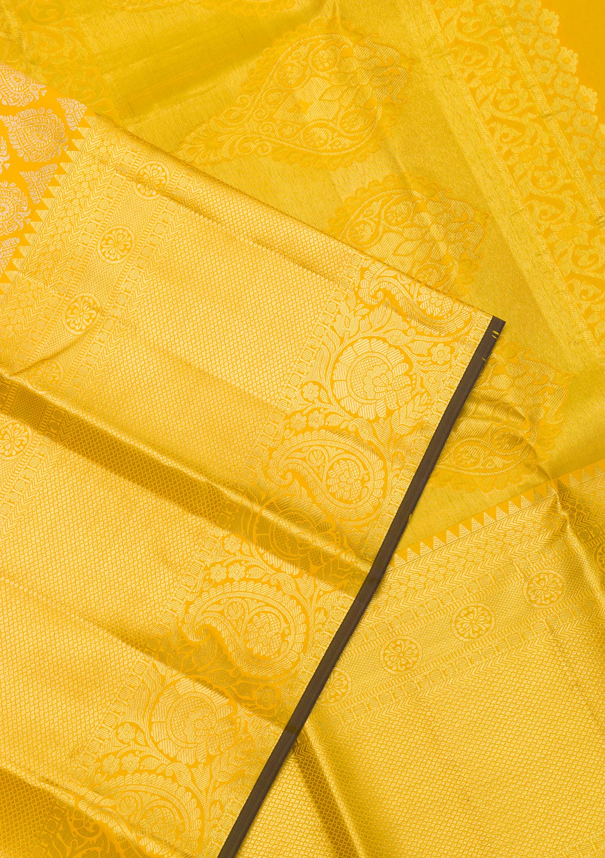 Yellow Zariwork Pure Silk Saree-Koskii