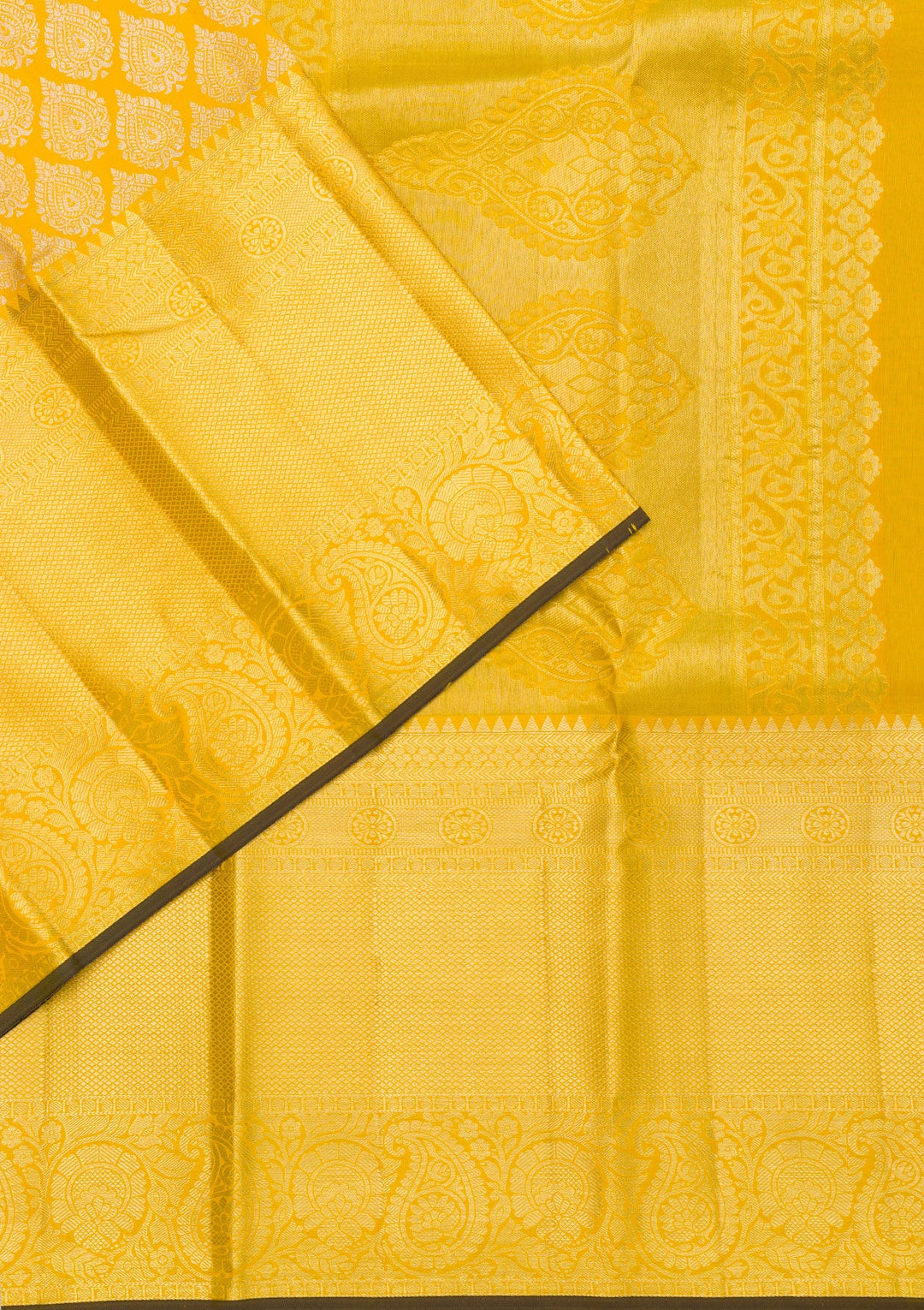 Yellow Zariwork Pure Silk Saree-Koskii