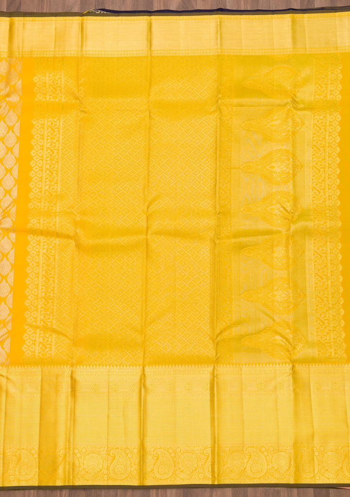 Yellow Zariwork Pure Silk Saree-Koskii