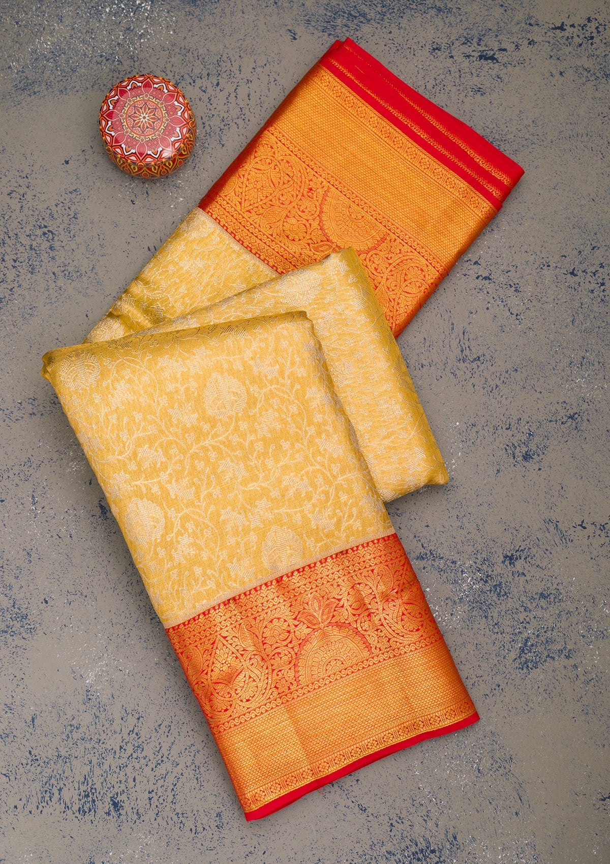 Yellow Zariwork Pure Silk Saree-Koskii