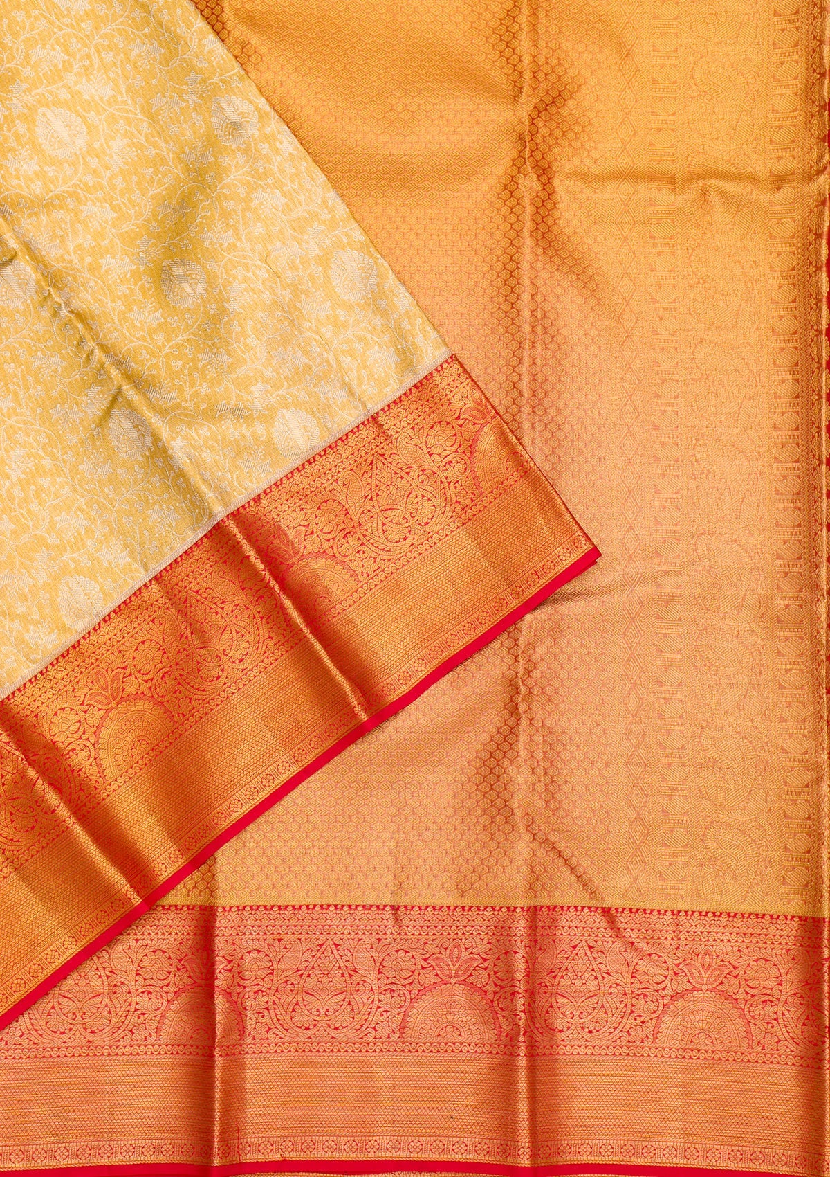 Yellow Zariwork Pure Silk Saree-Koskii