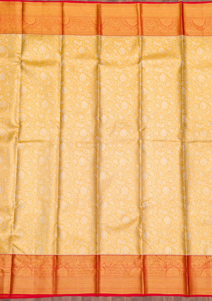 Yellow Zariwork Pure Silk Saree-Koskii
