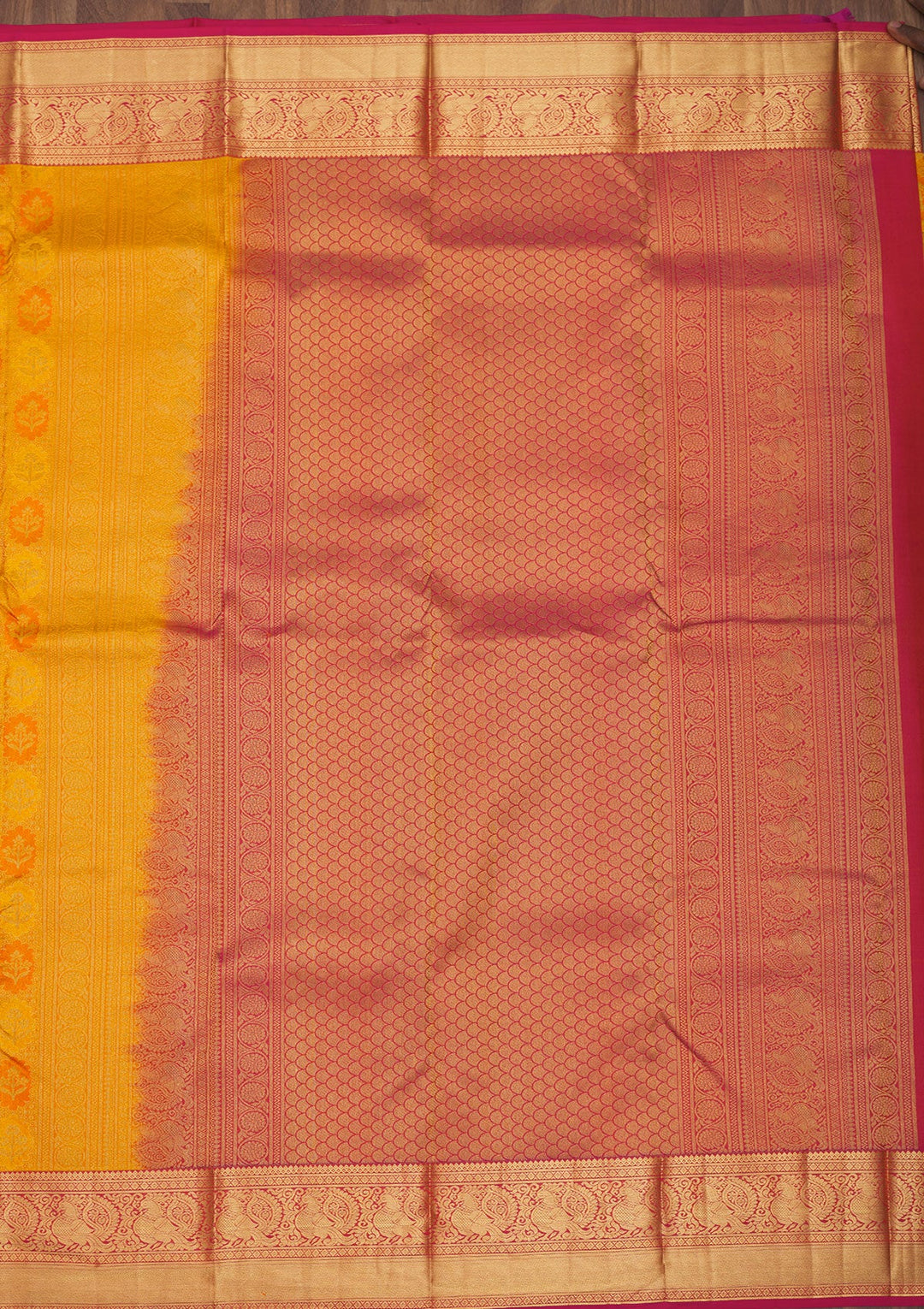 Yellow Zariwork Pure Silk Saree-Koskii