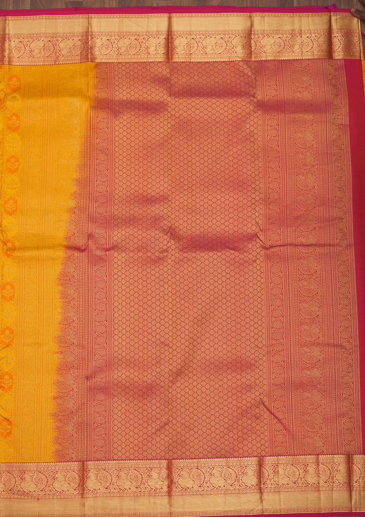 Yellow Zariwork Pure Silk Saree-Koskii