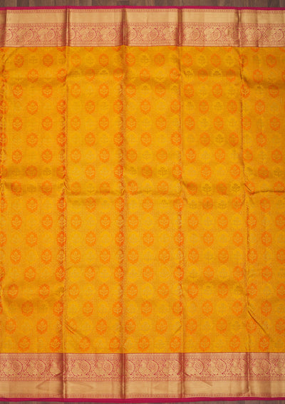 Yellow Zariwork Pure Silk Saree-Koskii