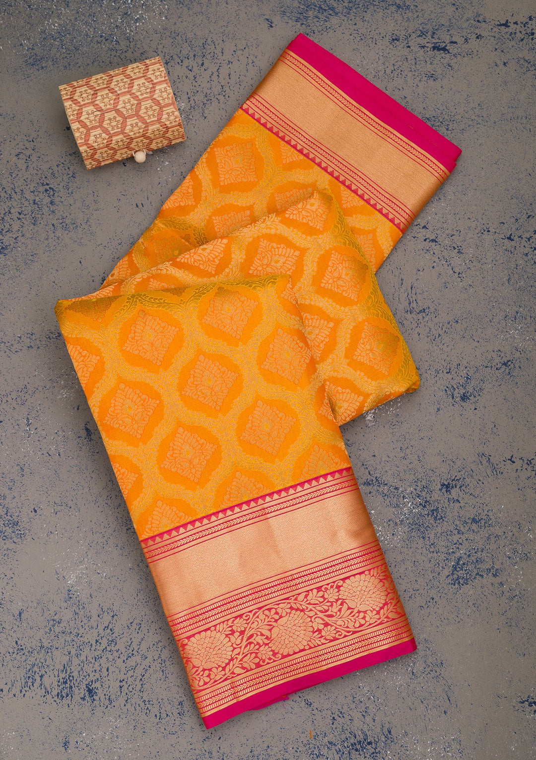 Yellow Zariwork Pure Silk Saree-Koskii